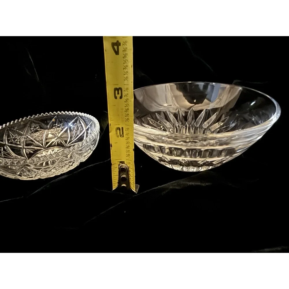 Lot Of 2 Bowls Candle Holder American Brilliant Vintage‎ ABP Cut Glass 4